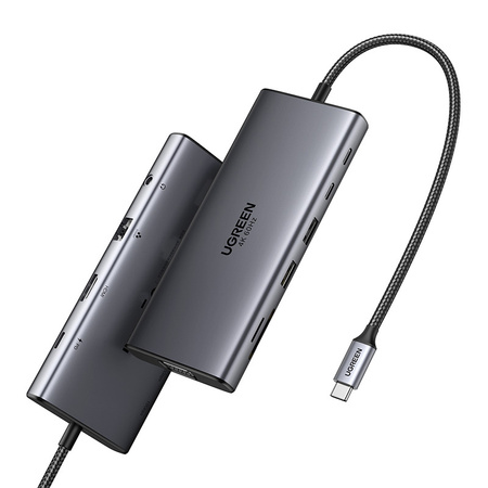 HUB USB-C UGREEN CM639, HDMI, VGA, 2X USB-C 3.2 10GBPS, 2X USB, SD/TF, RJ45, AUX 3.5MM, PD, 4K 60 HZ