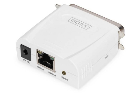 DIGITUS SERWER WYDRUKU FAST ETHERNET 1-PORT 1XLPT, 1XRJ-45