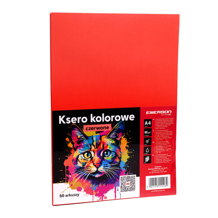 PAPIER KSERO KOLOR A4 EMERSON CZERWONY 80G 50 ARK