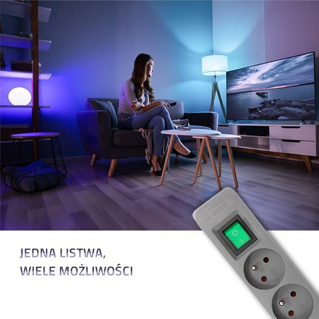 QOLTEC LISTWA ZASILAJĄCA | 5 GNIAZD | 1.8M | SZARA