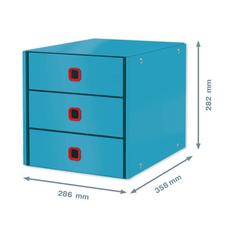 POJEMNIK Z SZUFLADAMI 286X358X282MM LEITZ CLICK & STORE COSY 53680061 MORSKI NIEBIESKI 3 SZUFLADY