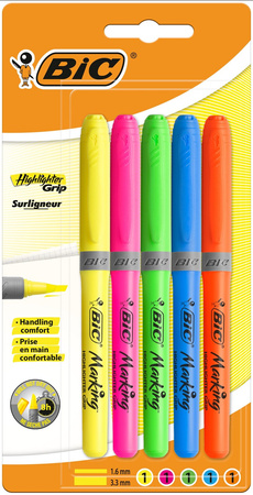 ZAKREŚLACZ BIC HIGHLIGHTER GRIP 824758 MIX*5 1.6-3.3MM 5SZT