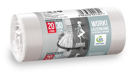 WORKI ŁAZIENKOWE HD ANNA ZARADNA BIAŁE 20L 30 SZT.