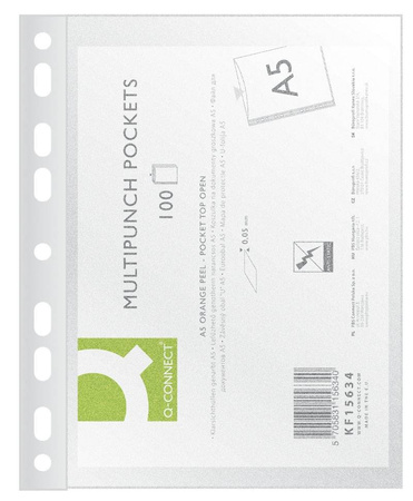KOSZULKI GROSZKOWE A5 Q-CONNECT PP 50MIC 100SZT