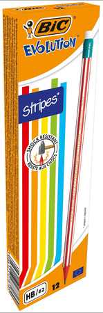 OŁÓWEK OSTRZONY Z GUMKĄ BEZDRZEWNY BIC EVOLUTION STRIPES 646 HB 8960342 HB