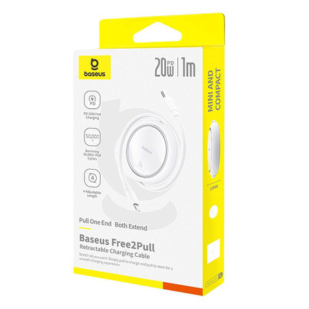 KABEL USB BASEUS FREE2PULL USB-C DO IP 20W 1M (BIAŁY)