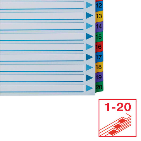 PRZEKŁADKI 1-20 A4 ESSELTE MYLAR 100163 MIX KARTON 160G