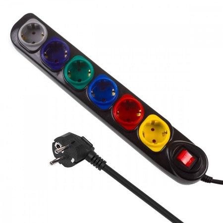 MACLEAN LISTWA ZASILAJĄCA 1,5M 250VAC/10A MCE509 B 2500 Q, IP20, 6 GNIAZD, PRĄD ZNAMIONOWY 10A, CZARNY