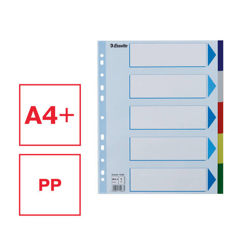 PRZEKŁADKI A4 MAXI ESSELTE 15266 MIX PP 5SZT