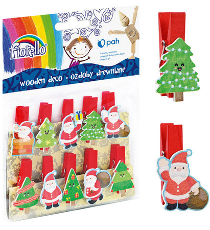 OZDOBY DREWNIANE FIORELLO GR-WD699 SPINACZ MIKOŁAJ I RENIFER 170-2535 10SZT