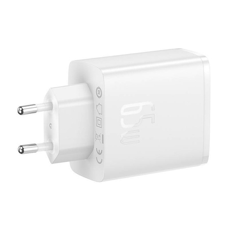 ŁADOWARKA SIECIOWA BASEUS OS-CUBE PRO 2XUSB-C + USB, 65W (BIAŁA)