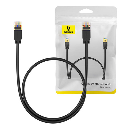 KABEL SIECIOWY BASEUS HIGH SPEED, ETHERNET RJ45, GIGABIT, CAT.7, 0,5M (CZARNY)
