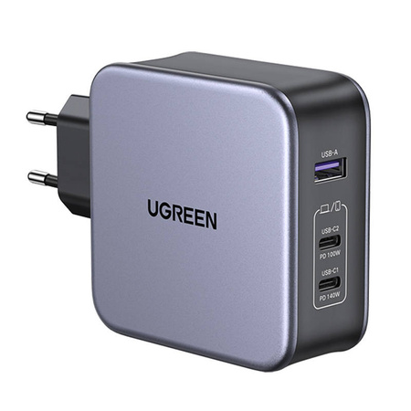 Ładowarka sieciowa UGREEN CD289, 2x USB-C, 1x USB-A, GaN, 140W, Kabel 2m (szary)