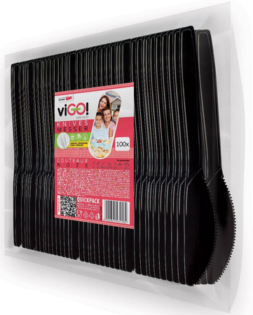 NOŻE PS 16.5CM CZARNE 100SZT QUICKPACK VIGO! 7322990