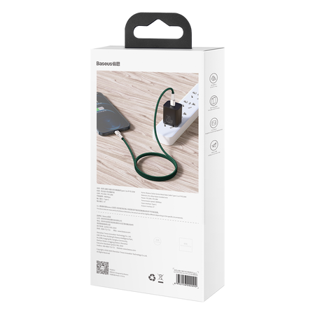 Kabel USB-C do Lightning Baseus Cafule, PD, 20W, 1m (zielony)