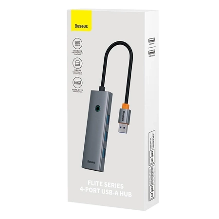 HUB 4W1 BASEUS ULTRAJOY  USB-A DO 4XUSB 3.0 (SZARY)
