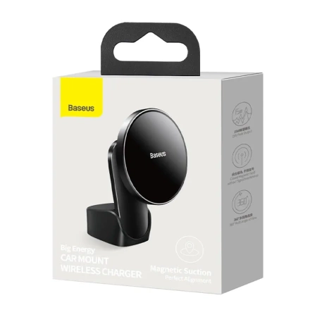 UCHWYT SAMOCHODOWY BASEUS BIG ENERGY Z ŁADOWARKĄ INDUKCYJNĄ 15W DO SERII IPHONE 12 / IPHONE 13 (CZARNY)