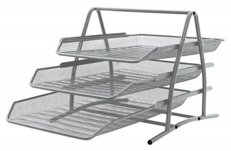 SZUFLADA NA DOKUMENTY 273X262X350MM Q-CONNECT OFFICE SET 3 SZUFLADY SREBRNA METALOWA SIATKA