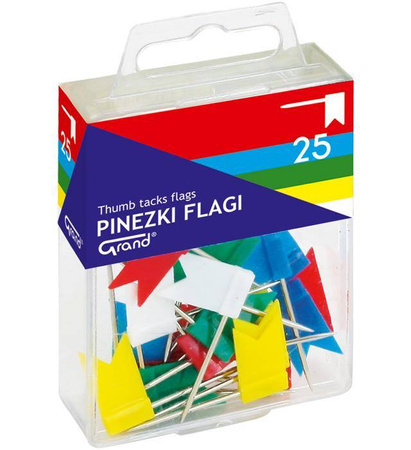 PINEZKI TABLICOWE FLAGA W POJEMNIKU PLASTIKOWYM GRAND 110-1001 25SZT