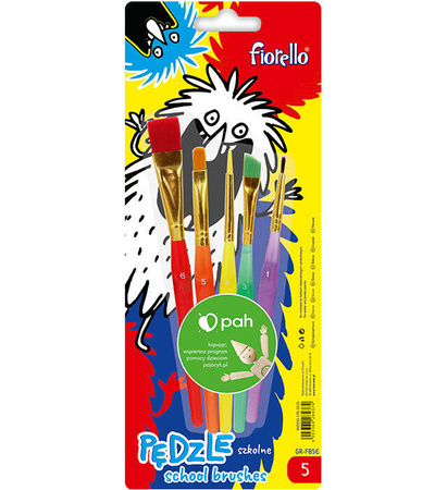 PĘDZLE 3 PŁASKIE, 2 OKRĄGŁE FIORELLO GR-FB5E 170-2626 NYLON 5SZT