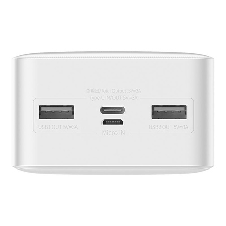 POWERBANK BASEUS BIPOW 30000MAH, 2XUSB, USB-C, 15W (BIAŁY)
