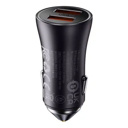 Ładowarka samochodowa Baseus Golden Contactor Max, 2x USB, 60W (szara)