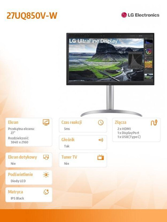 LG ELECTRONICS MONITOR 27UQ850V-W 27 CALI UHD
