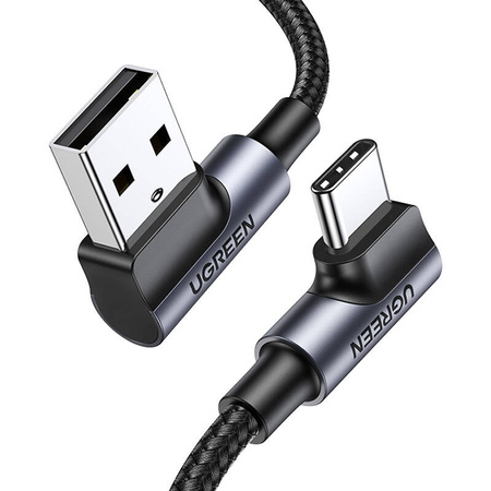 Kabel UGREEN US176 USB-A-USB-C 1m kątowy (czarny)