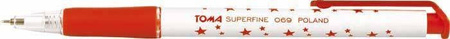 Długopis automatyczny TOMA SUPERFINE TO-069 2 2 czerwony 0.5 ob. w gwiazdki