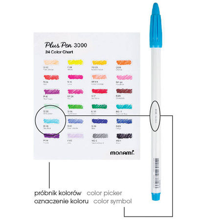 CIENKOPIS MONAMI PEN 3000 160-2431 MIX KOLORÓW 0.4MM 24SZT