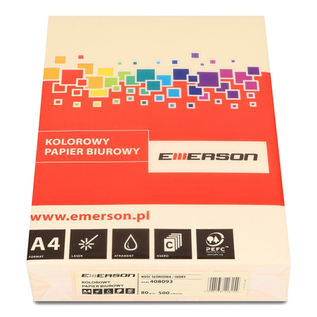 PAPIER KSERO KOLOR A4 EMERSON KOŚĆ SŁONIOWA 80G 500 ARK