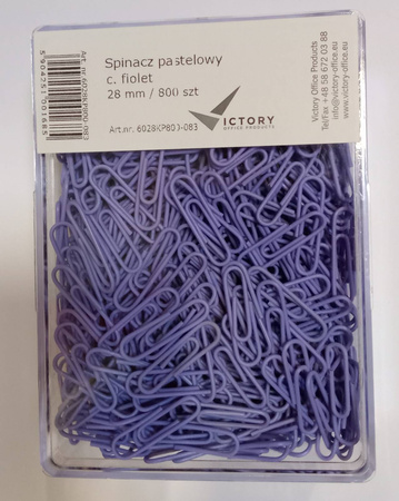 SPINACZE OKRĄGŁE 28MM VICTORY OFFICE PRODUCTS 6028KP800-083 PASTELOWE CIEMNOFIOLETOWE METALOWEPOWLEKANE W POJEMNIKU PLASTIKOWYM 800SZT