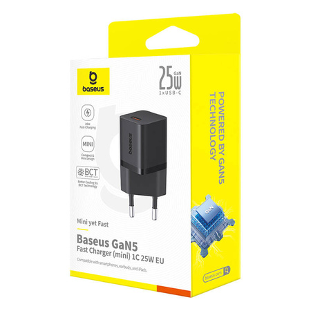 ŁADOWARKA BASEUS GAN5 MINI 1C, 25W (CZARNY)