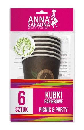 KUBKI PAPIEROWE ANNA ZARADNA MIX KOLORÓW 200ML 6SZT