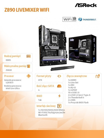 ASROCK PŁYTA GŁÓWNA Z890 LIVEMIXER WIFI ATX