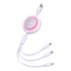 Kabel USB 3w1 Baseus Bright Mirror 2, micro USB / Lightning / USB-C, płaski, 3.5A, 1.1m (fioletowy)