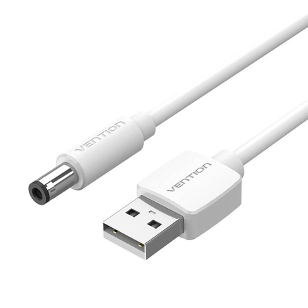 KABEL ZASILAJĄCY USB 2.0 DO DC 5.5MM BARREL JACK 5V VENTION CEYWF 1M (BIAŁY)