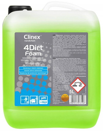 PREPARAT DO USUWANIA TŁUSTYCH ZABRUDZEŃ CLINEX 4DIRT FOAM 5L 5L