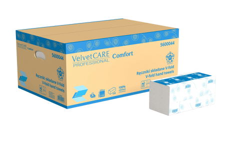 RĘCZNIK PAPIEROWY DWUWARSTWOWY CELULOZOWY VELVET CARE V-FOLD CELULOZA 5600044 BIELONY 150 LISTKÓW 20 SZT.