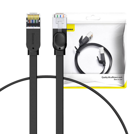 PŁASKI KABEL SIECIOWY BASEUS HIGH SPEED, ETHERNET RJ45, GIGABIT, CAT.6, 0,5M (CZARNY)