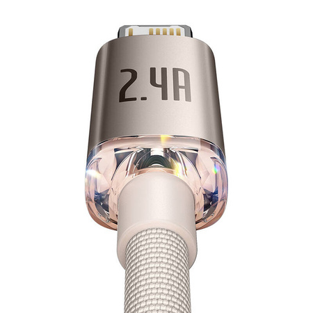 KABEL USB DO IP BASEUS CRYSTAL SHINE, 2.4A, 2M (RÓŻOWY)