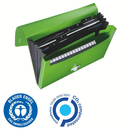 TECZKA HARMONIJKOWA A4 LEITZ RECYCLE 46240055 ZIELONY PP 5 PRZEGRÓDEK