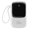 Powerbank Baseus Qpow PRO z kablem Lightning, portem USB-C i USB, 20000mAh, 20W (biały)