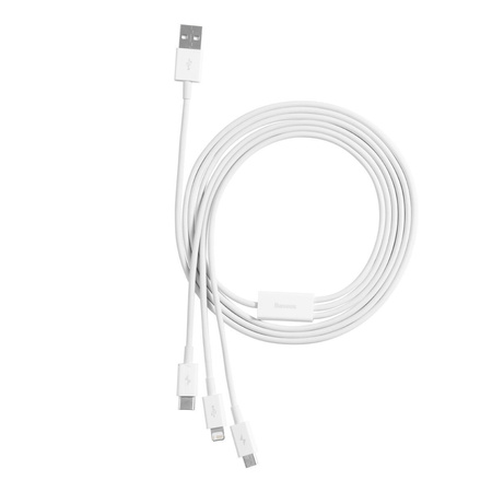 Kabel USB 3w1 Baseus Superior Series, USB do micro USB / USB-C / Lightning, 3.5A, 1.5m (biały)