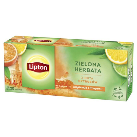 HERBATA ZIELONA Z NUTĄ CYRUSÓW LIPTON 20 TOREBEK