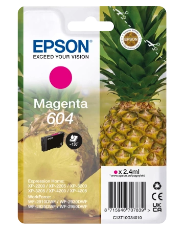 EPSON ORYGINALNY INK / TUSZ C13T10G34010, T10G340, 604, MAGENTA, 2.4ML, EPSON XP-2200, XP-3200, XP-4200, WF-2930DWF, WF-2950DWF