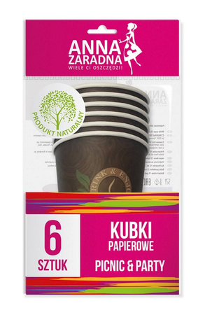KUBKI PAPIEROWE ANNA ZARADNA MIX KOLORÓW 200ML 6SZT