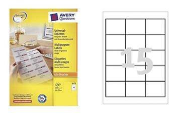 Etykiety samoprzylepne 64x50mm uniwersalne AVERY ZWECKFORM trwałe 3672 białe 100ark*15szt