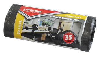 WORKI NA ŚMIECI HDPE OFFICE PRODUCTS CZARNE 35L 50SZT.