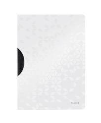 Skoroszyt plastikowy z klipem A4 LEITZ WOW 41850001 biały PP